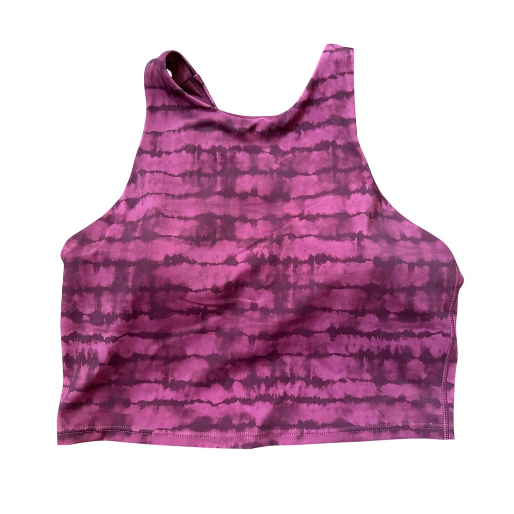 Athleta Womens Purple Tie Dye High Neck Crop Top Size Medium